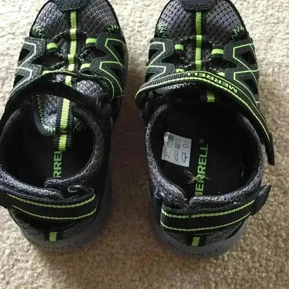 Merrell Sandals Kids Size 10 Medium Black & Lime - Picture 2 of 7